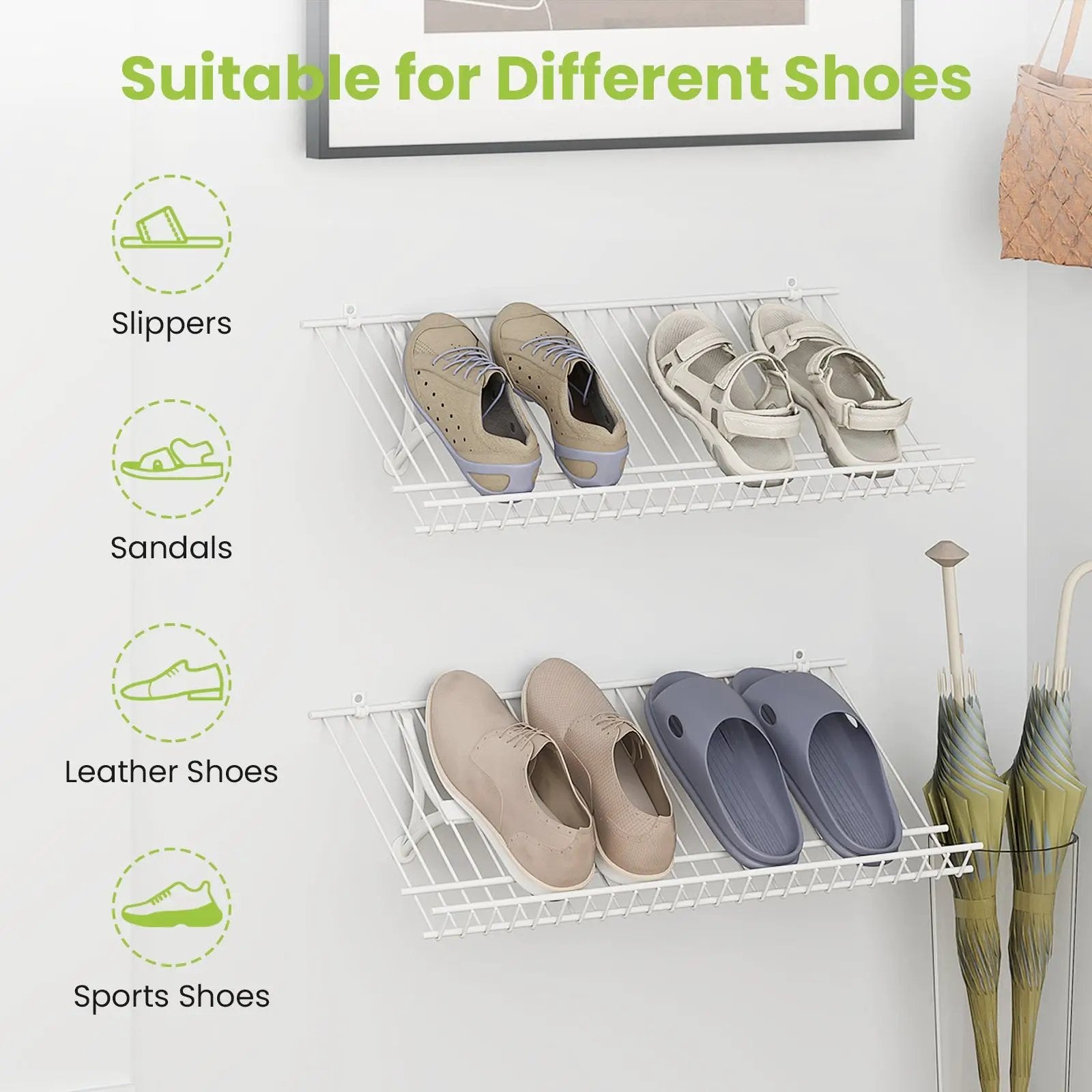Closet Shelves Wall Mounted Set of 2 Metal Wire Shoe Racks by DirectDeals