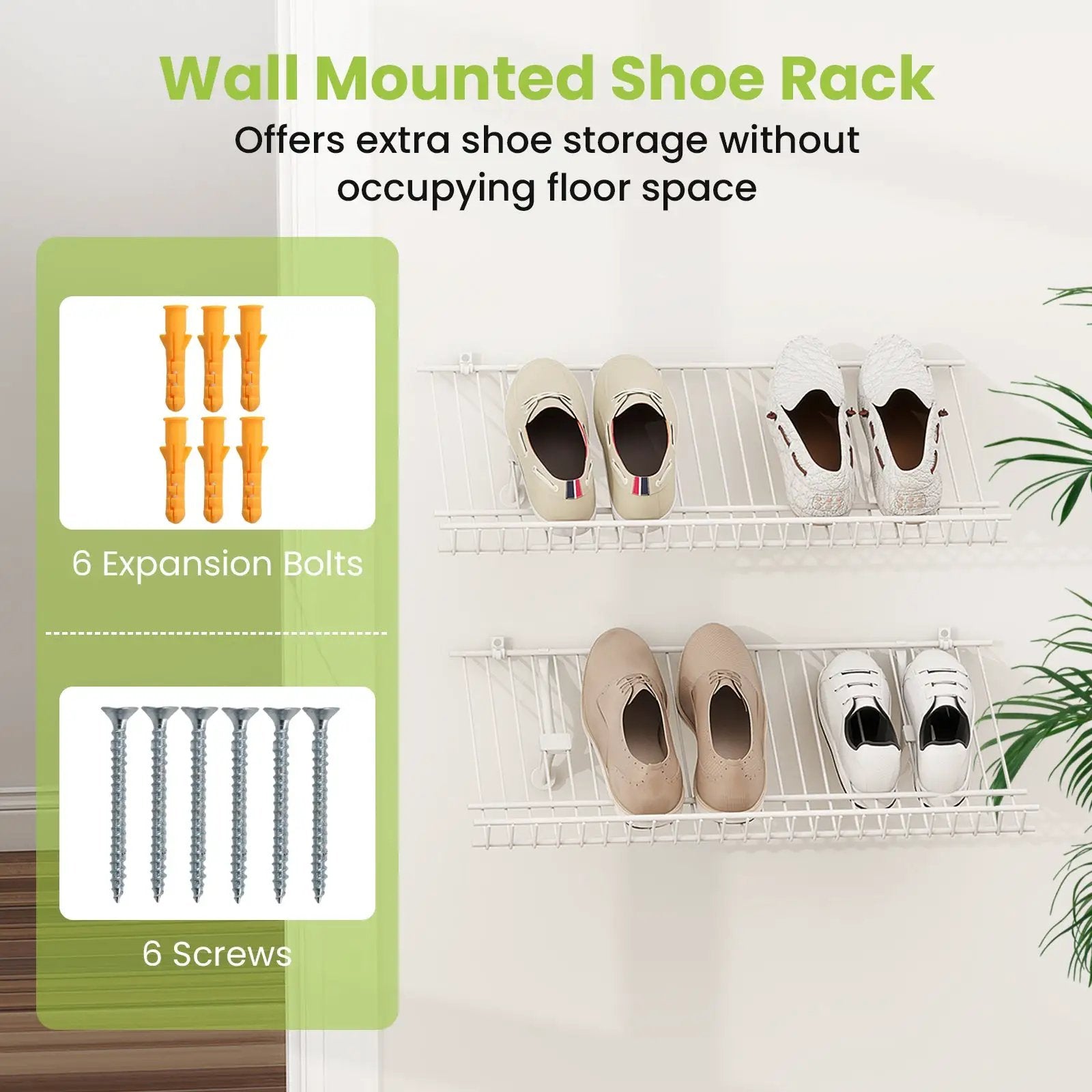 Closet Shelves Wall Mounted Set of 2 Metal Wire Shoe Racks by DirectDeals