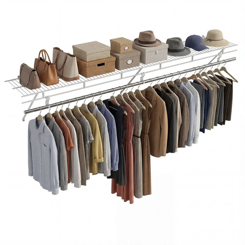 Closet Shelves Wall Mounted with Hanging Rod for Laundry Room by DirectDeals