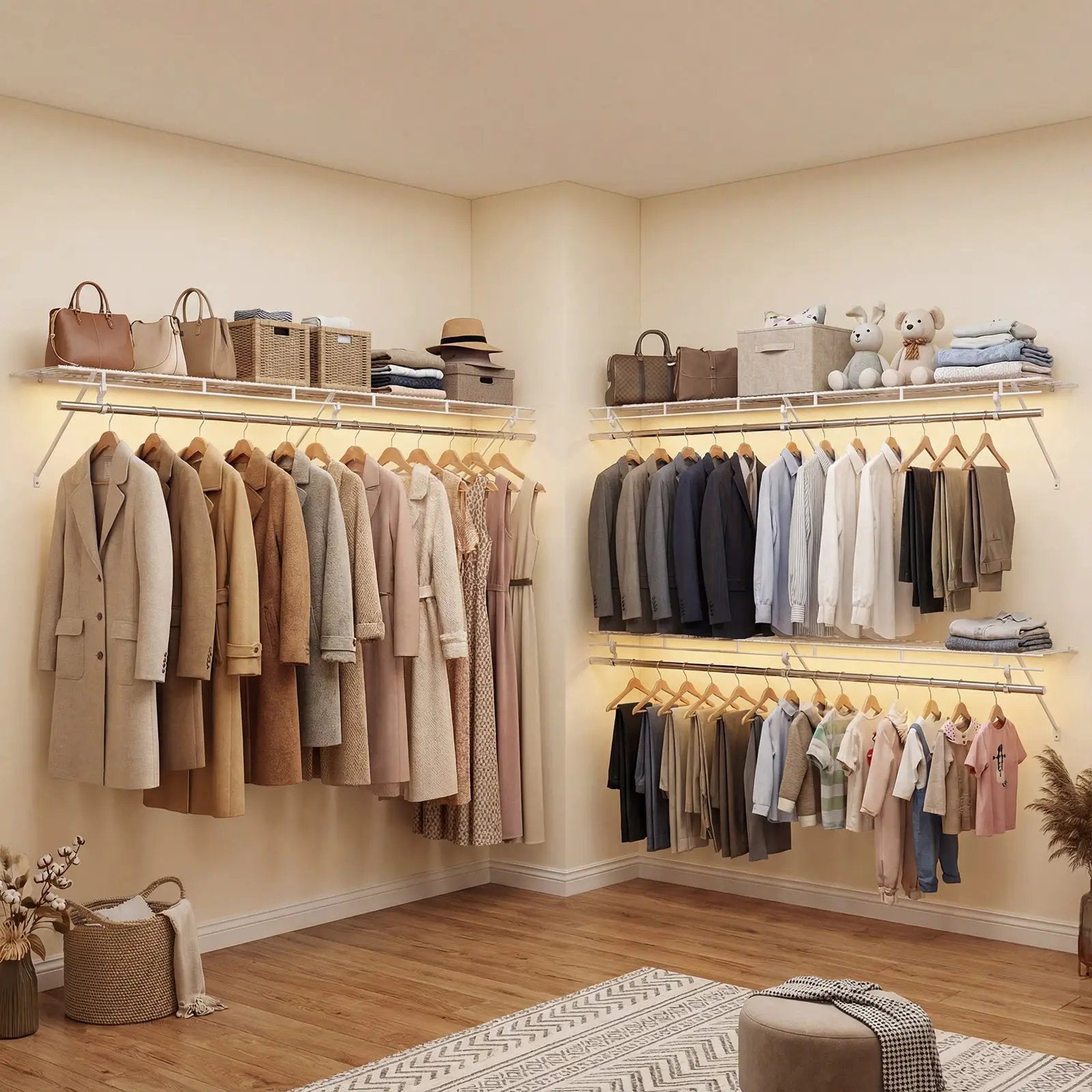 Closet Shelves Wall Mounted with Hanging Rod for Laundry Room by DirectDeals