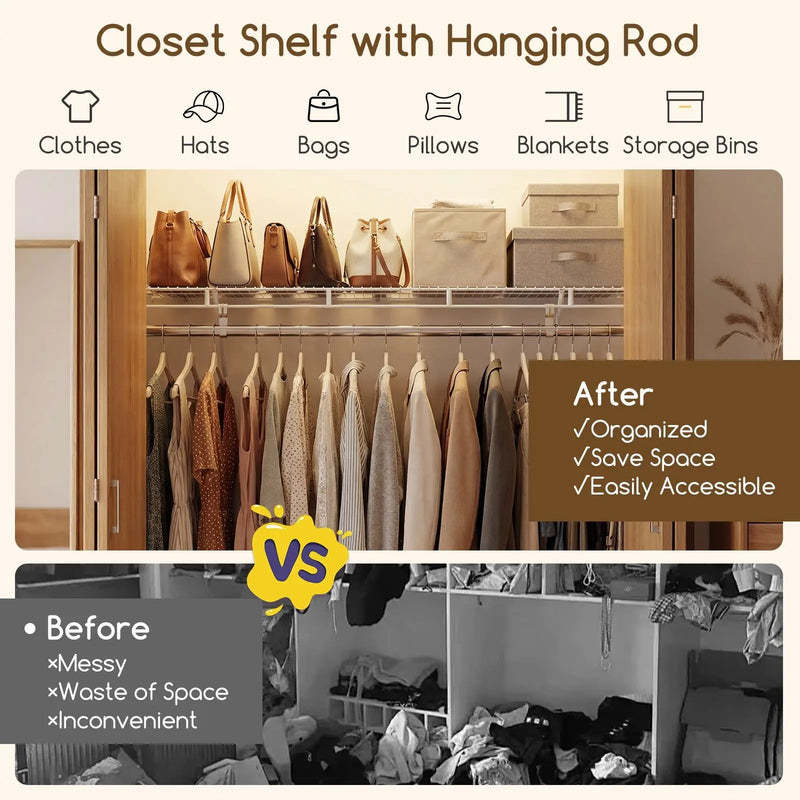 Closet Shelves Wall Mounted with Ventilated Metal Wire Shelving Kit by DirectDeals