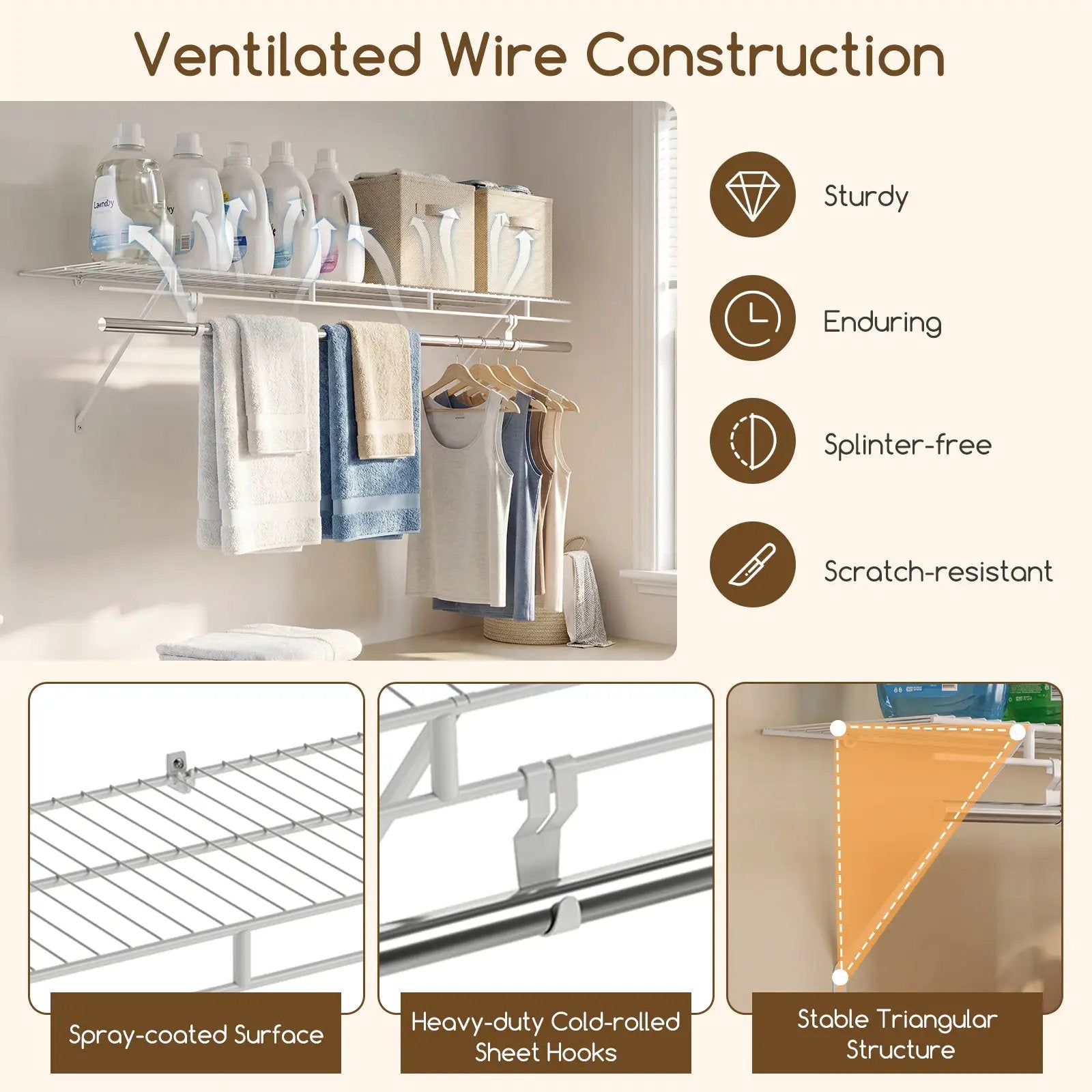 Closet Shelves Wall Mounted with Ventilated Metal Wire Shelving Kit by DirectDeals