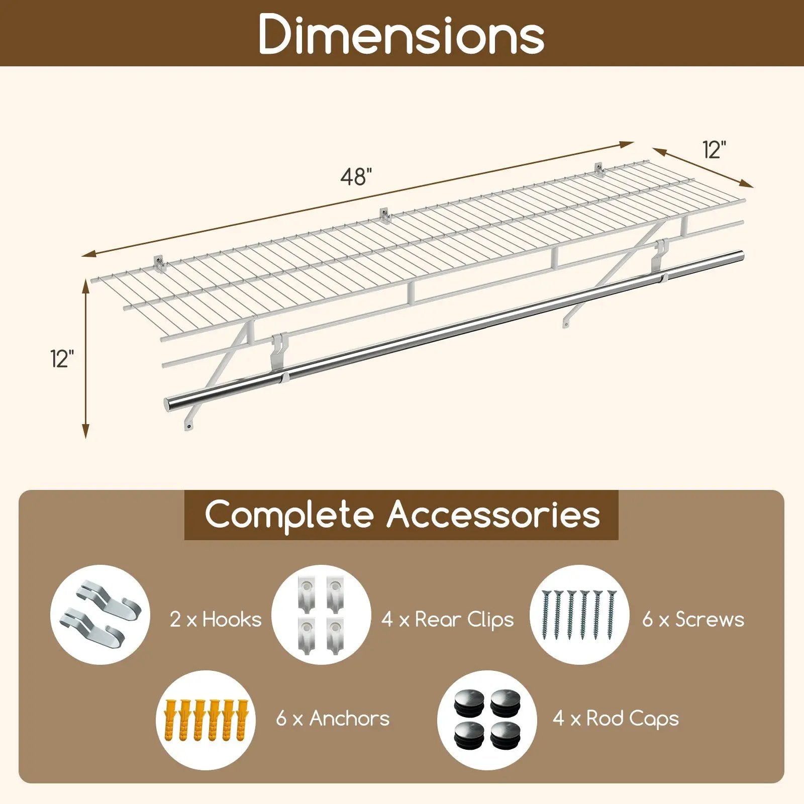 Closet Shelves Wall Mounted with Ventilated Metal Wire Shelving Kit by DirectDeals