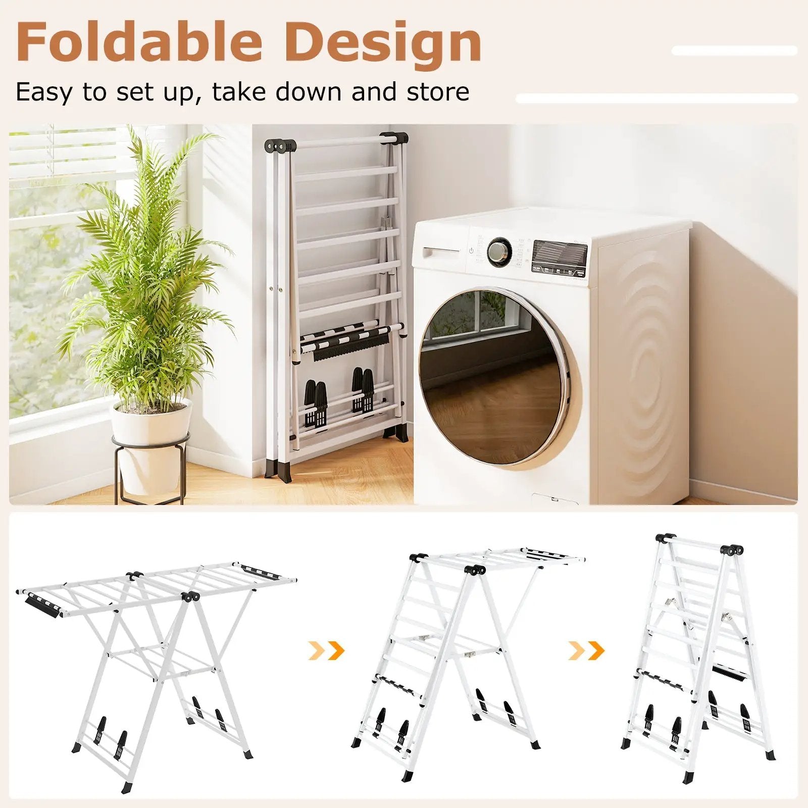 Clothes Drying Rack with Height Adjustable Wings by DirectDeals