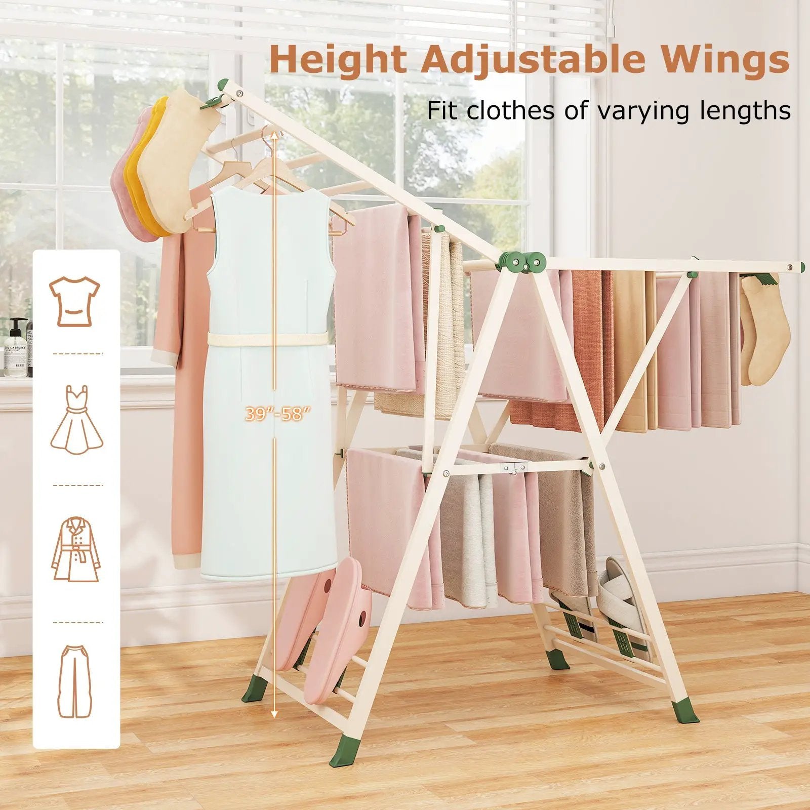 Clothes Drying Rack with Height Adjustable Wings by DirectDeals