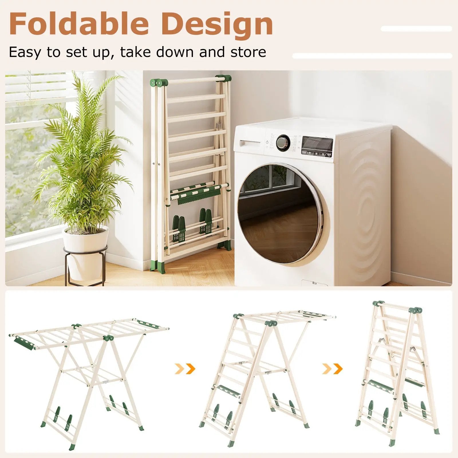 Clothes Drying Rack with Height Adjustable Wings by DirectDeals