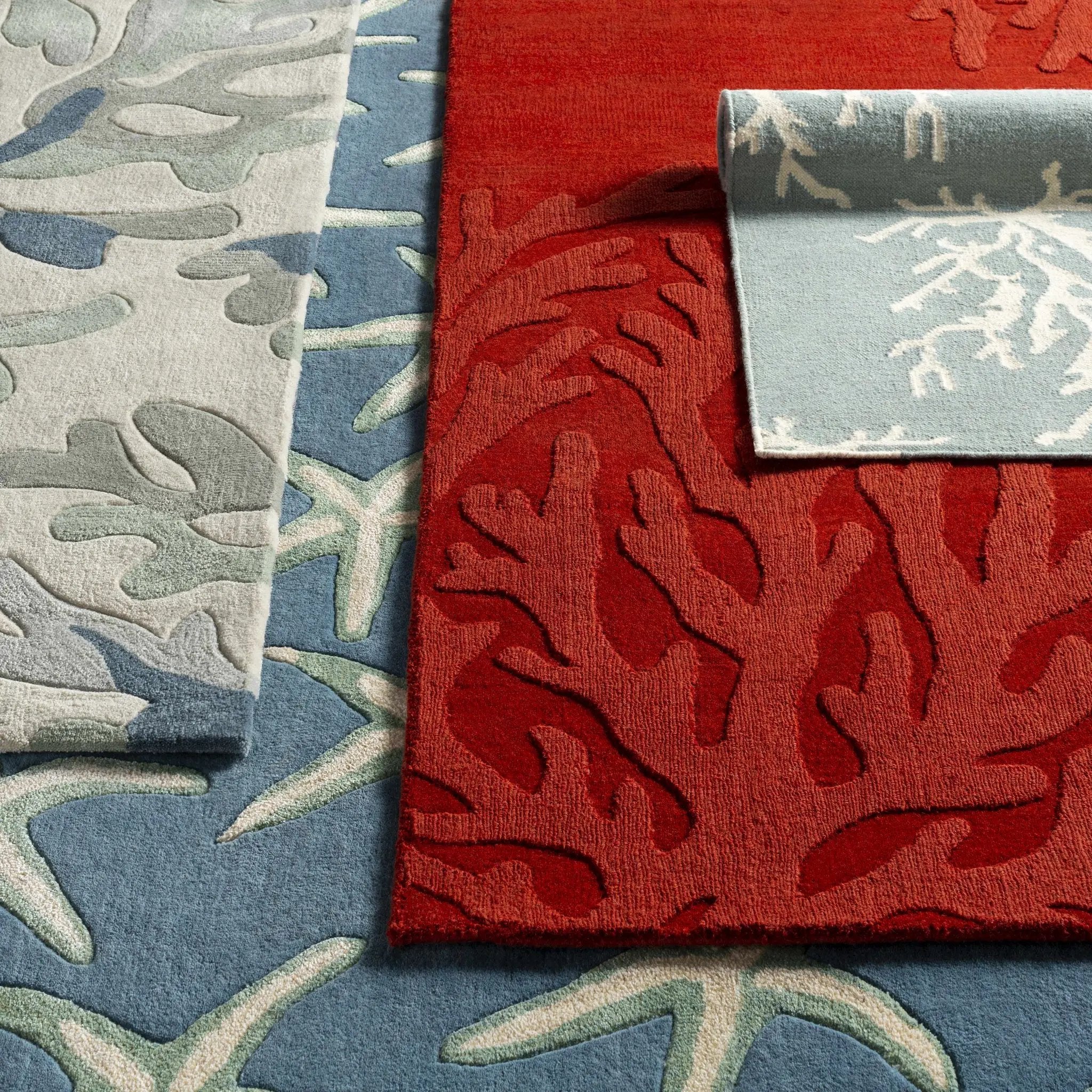 Carversville Ice Blue Botanical Wool Rug - Clearance by Boutique Rugs