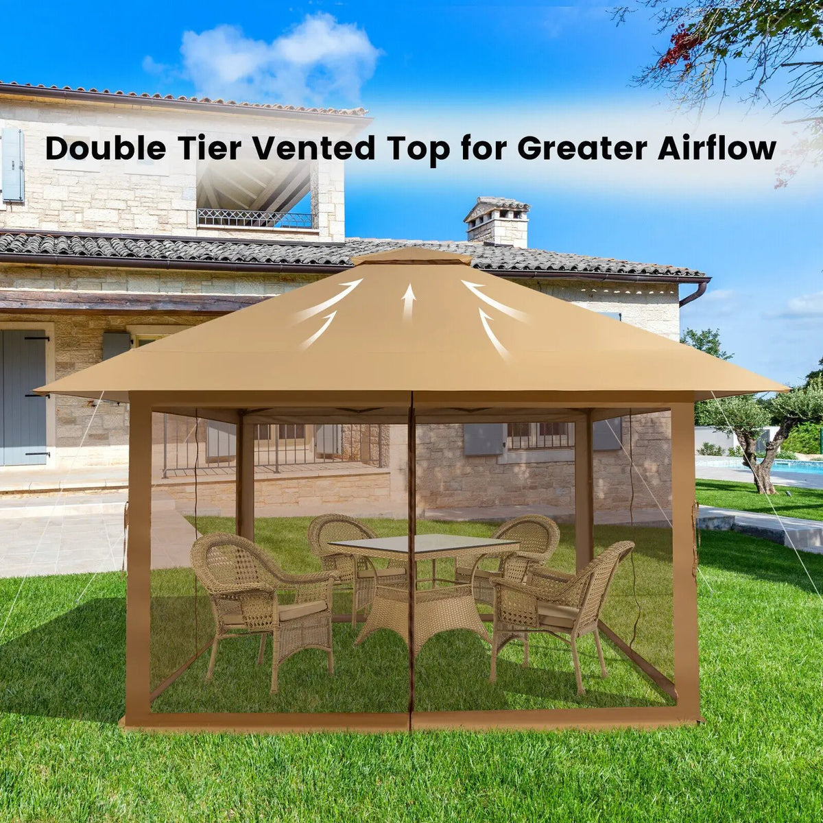 13 x 13 Feet Pop-up Instant Canopy Tent with Mesh Sidewall by DirectDeals