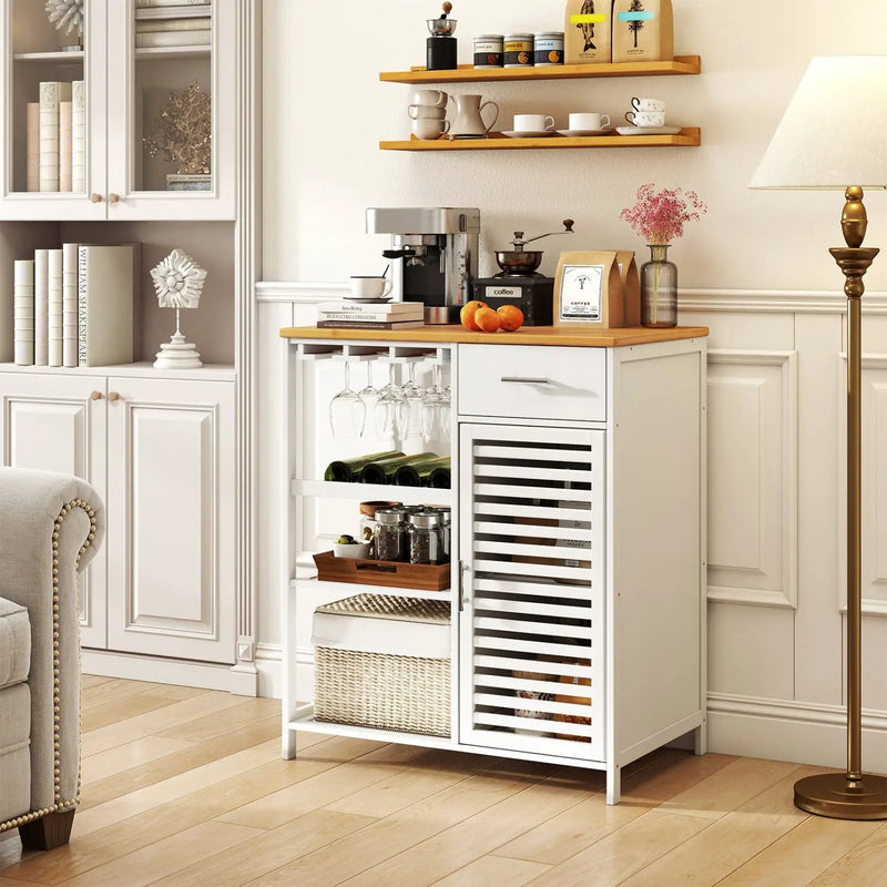 Coffee Bar Cabinet with Wine Rack and Bamboo Top by DirectDeals