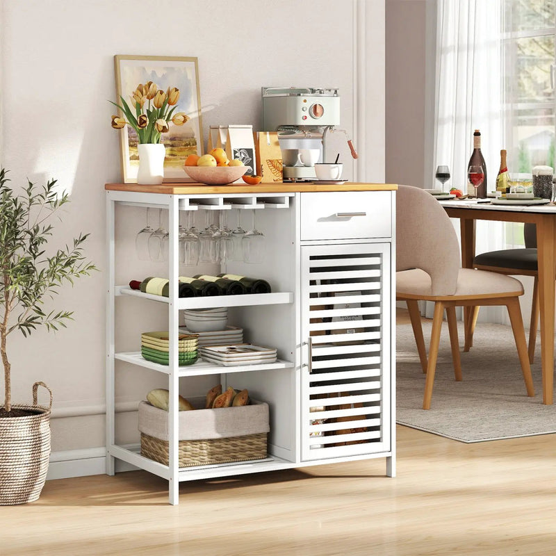 Coffee Bar Cabinet with Wine Rack and Bamboo Top by DirectDeals