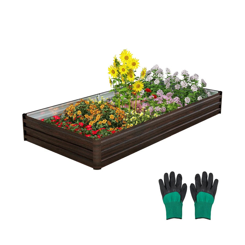 Large Outdoor Metal Planter Box for Vegetable Fruit Herb Flower-Coffee by DirectDeals