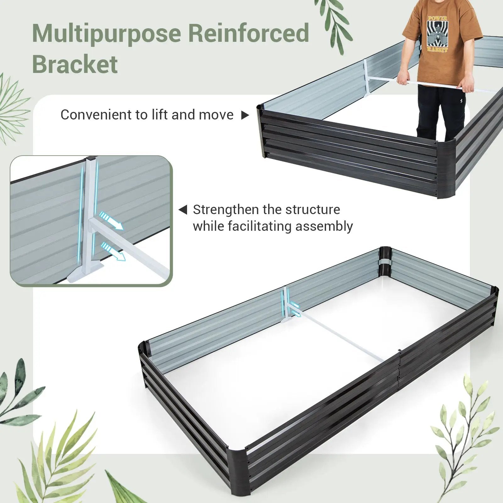 Large Outdoor Metal Planter Box for Vegetable Fruit Herb Flower-Coffee by DirectDeals