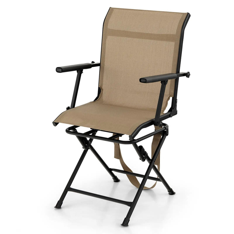 Foldable Swivel Patio Chair with Armrest and Mesh Back by DirectDeals