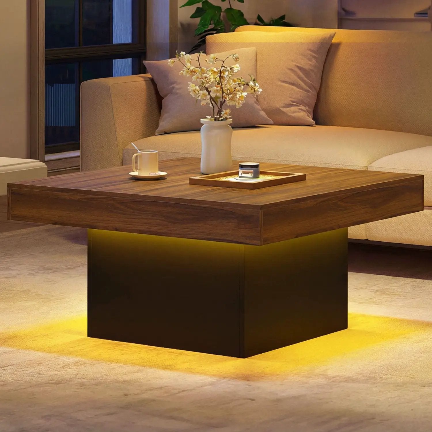Coffee Table Accent Table with LED Lights and Dynamic Modes by DirectDeals