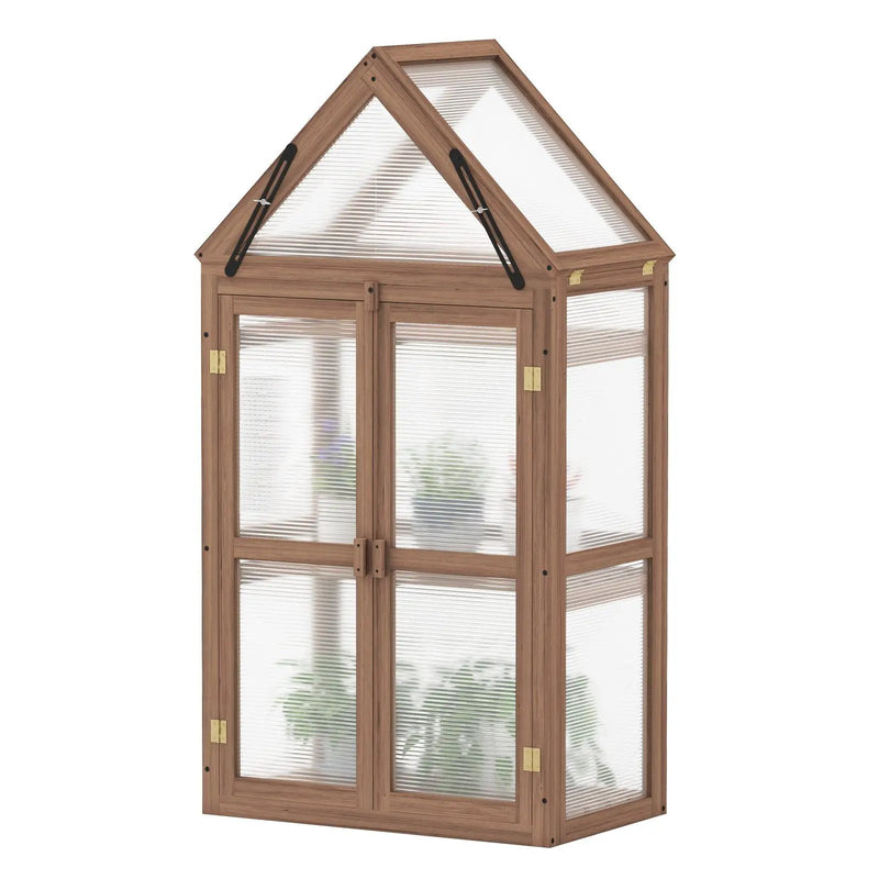Cold Frame Mini Wooden Greenhouse for Vegetable and Flower-Brown by DirectDeals