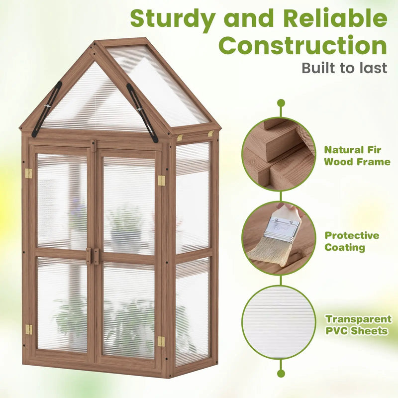 Cold Frame Mini Wooden Greenhouse for Vegetable and Flower-Brown by DirectDeals