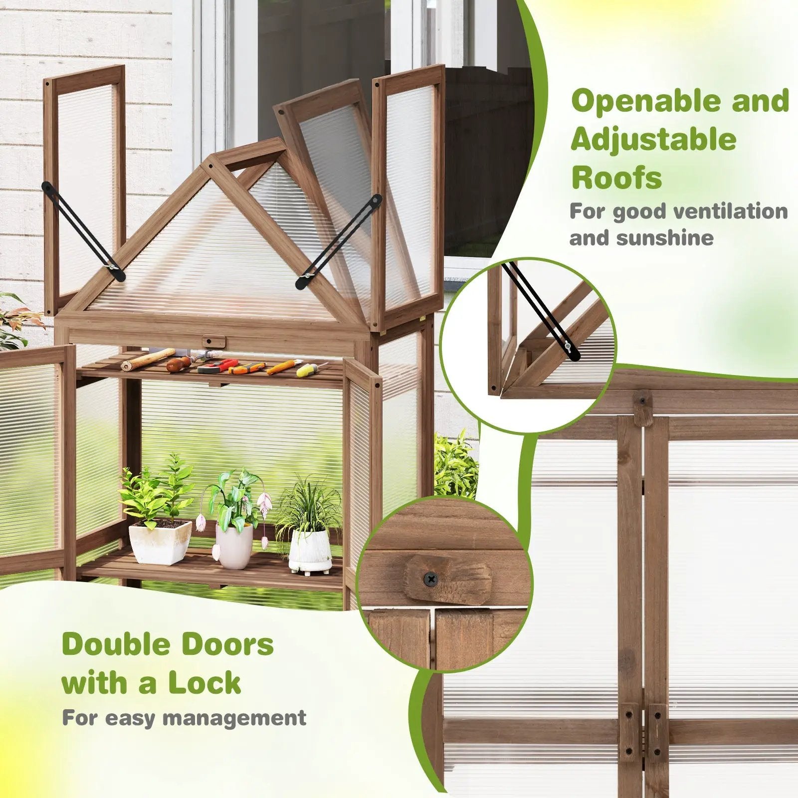 Cold Frame Mini Wooden Greenhouse for Vegetable and Flower-Brown by DirectDeals