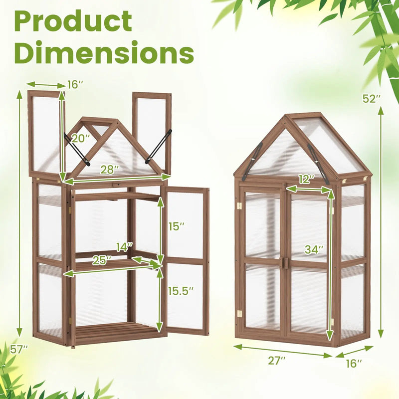 Cold Frame Mini Wooden Greenhouse for Vegetable and Flower-Brown by DirectDeals