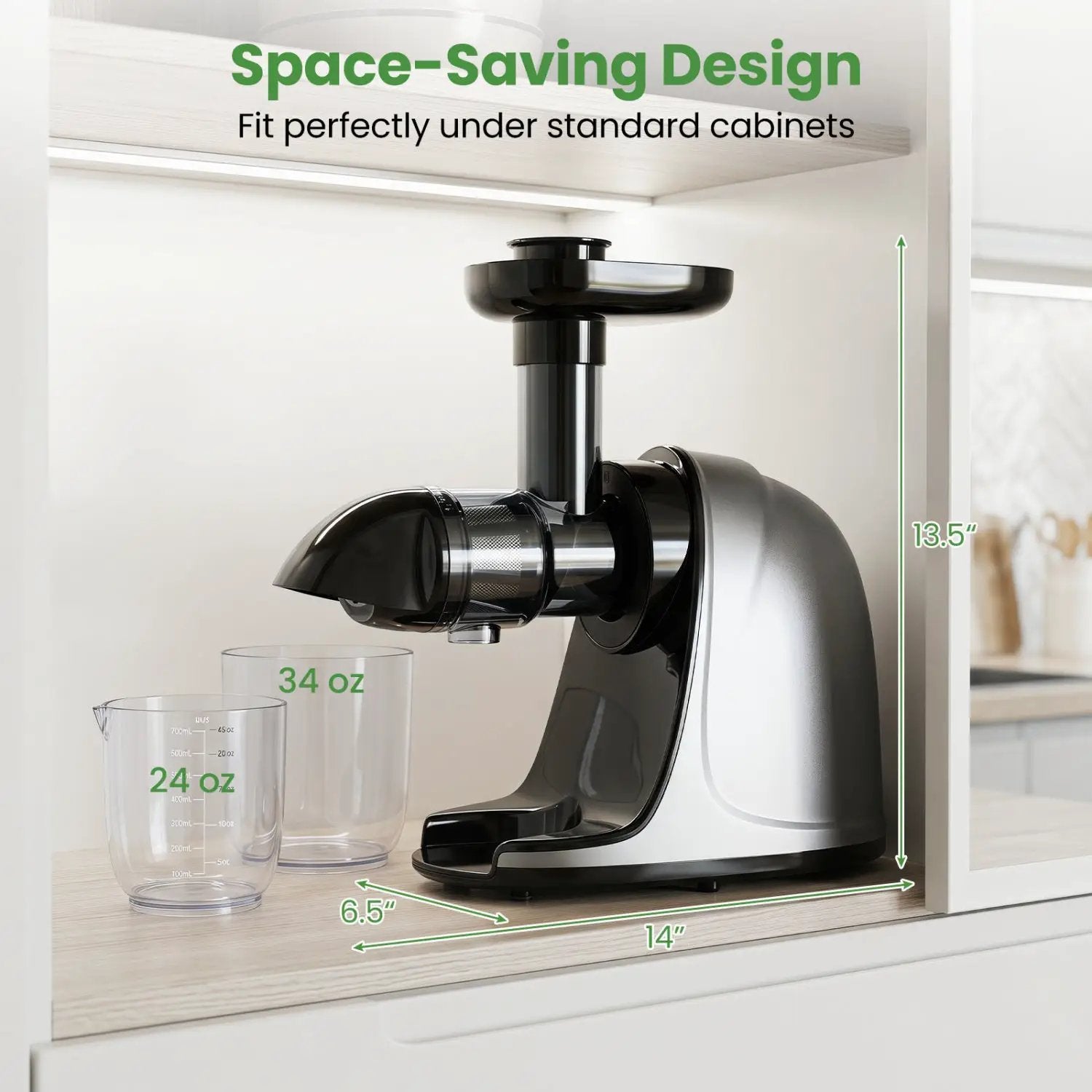 Cold Press Juicer Machine with 95% Juice Yield - Silver by DirectDeals