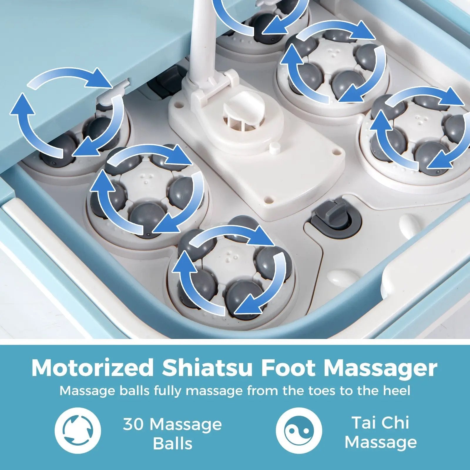 Collapsible Foot Spa Massager Foot Bath Tub with Heat Shower and Timer-Blue by DirectDeals
