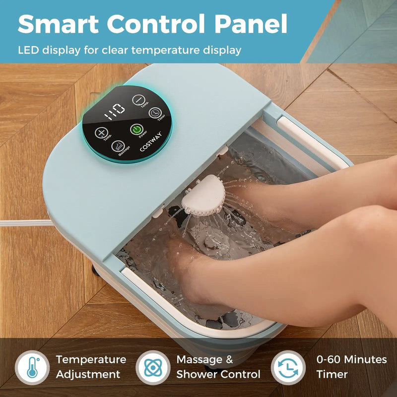 Collapsible Foot Spa Massager Foot Bath Tub with Heat Shower and Timer-Blue by DirectDeals