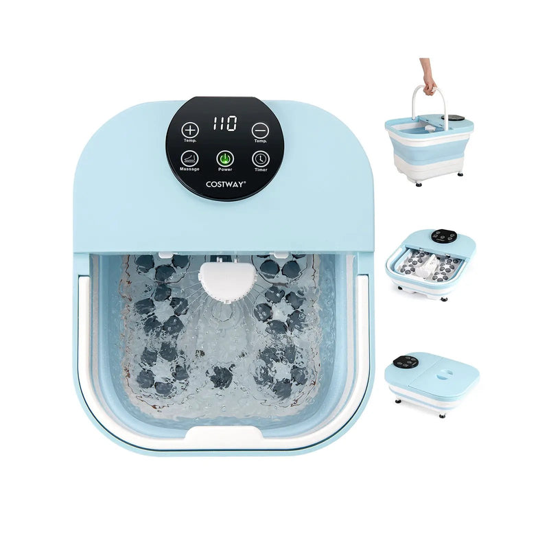 Collapsible Foot Spa Massager Foot Bath Tub with Heat Shower and Timer-Blue by DirectDeals