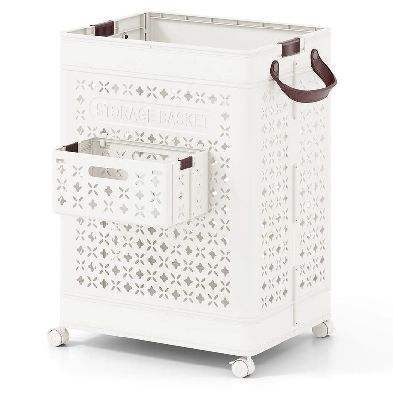 Collapsible Laundry Basket 20 Gallon Plastic Storage Bin-White by DirectDeals