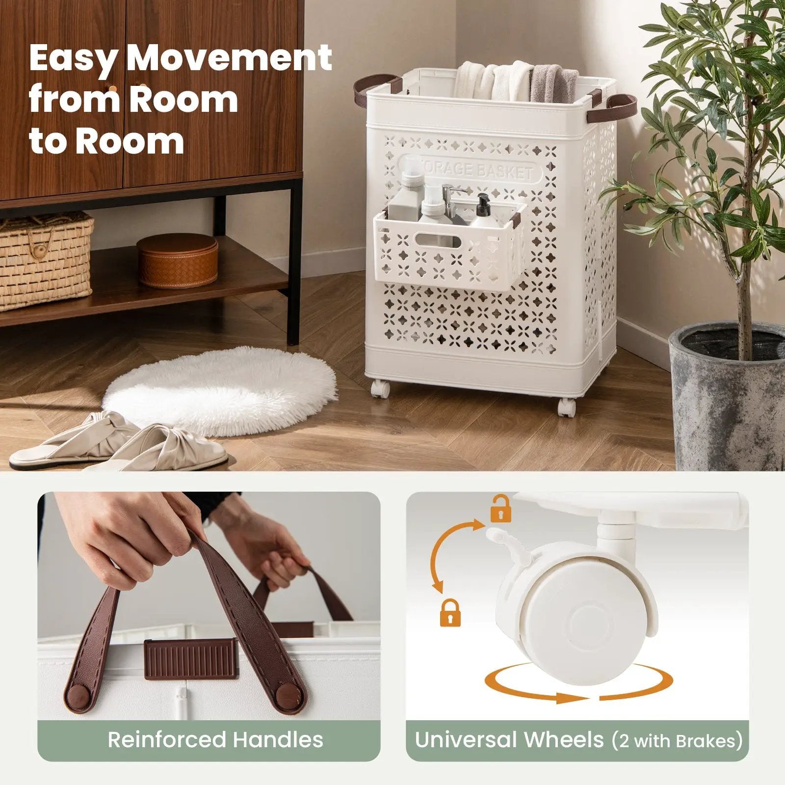 Collapsible Laundry Basket 20 Gallon Plastic Storage Bin-White by DirectDeals