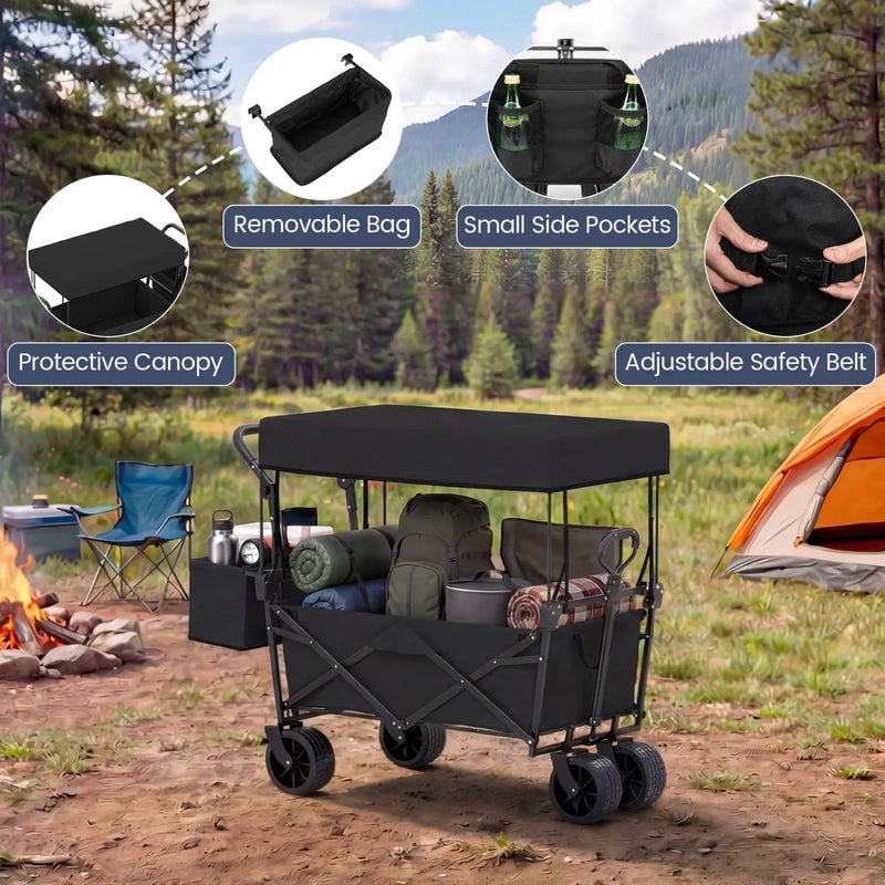 Collapsible Wagon with Removable Canopy and Detachable Storage Bag by DirectDeals