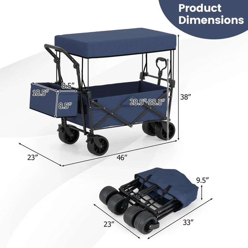 Collapsible Wagon with Removable Canopy and Detachable Storage Bag by DirectDeals