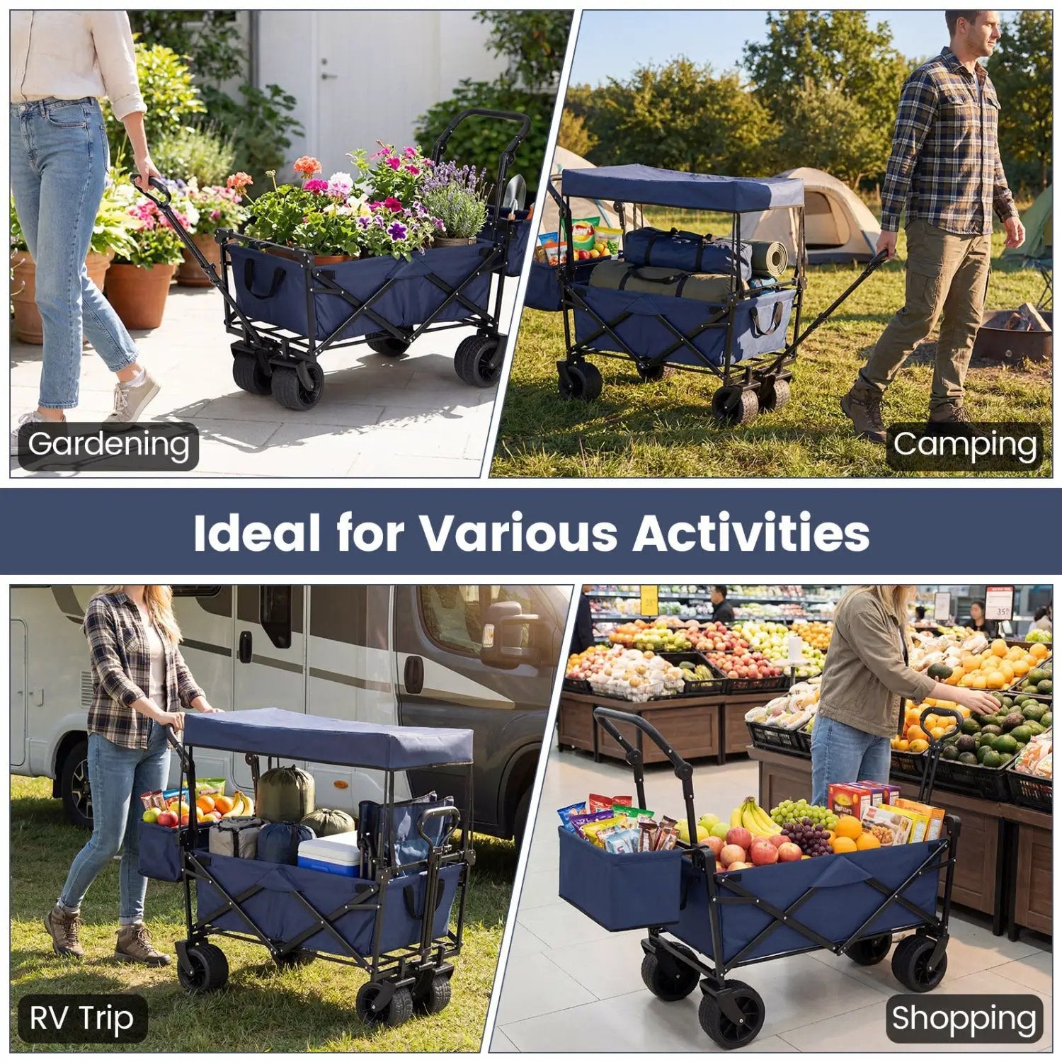 Collapsible Wagon with Removable Canopy and Detachable Storage Bag by DirectDeals