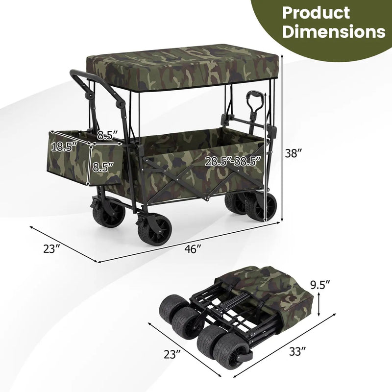Collapsible Wagon with Removable Canopy and Detachable Storage Bag by DirectDeals