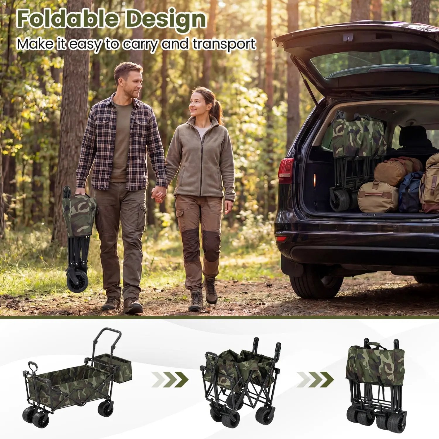 Collapsible Wagon with Removable Canopy and Detachable Storage Bag by DirectDeals
