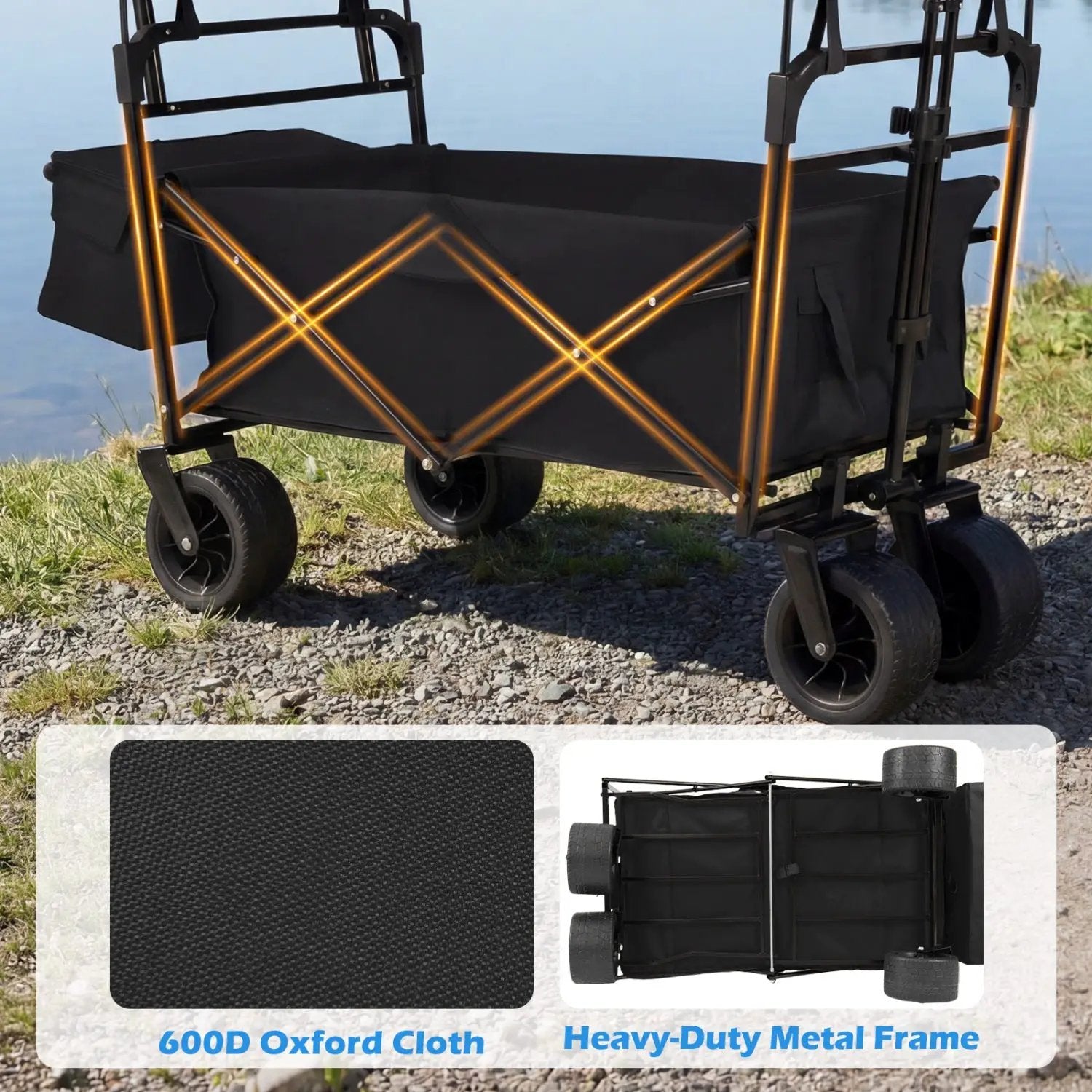 Collapsible Wagon with Removable Canopy and Adjustable Handles by DirectDeals