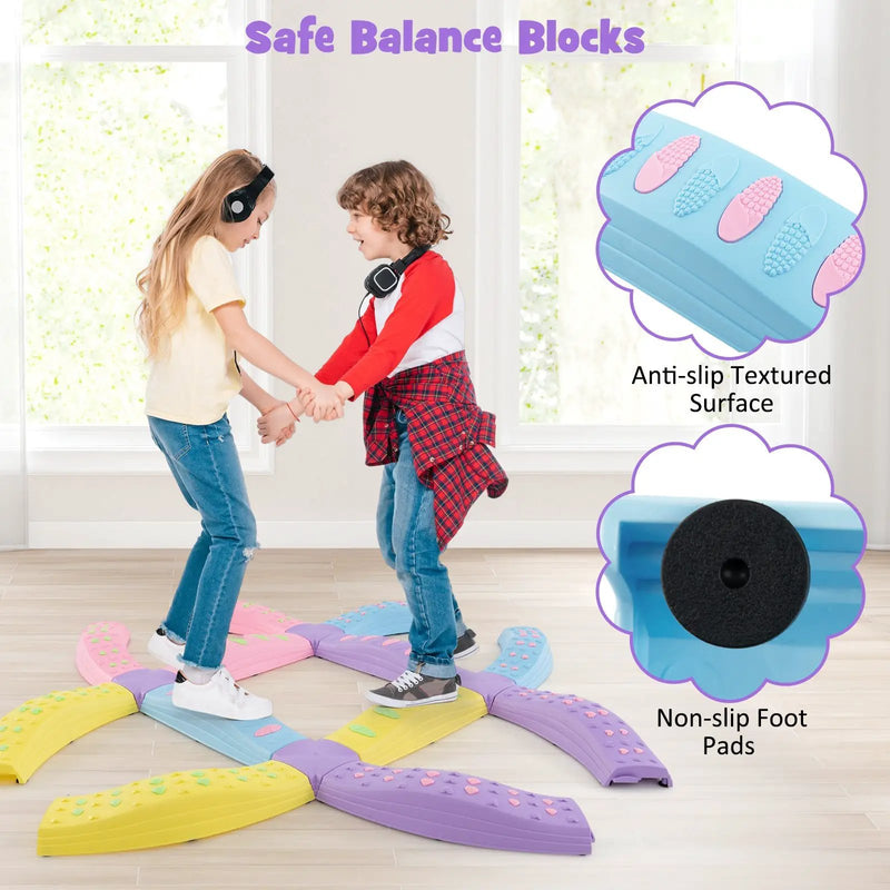 Colorful Kids Wavy Balance Beam with Textured Surface and Non-slip Foot Pads by DirectDeals