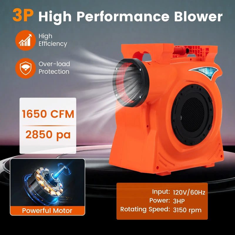 2200W 3 HP Commercial Air Blower for Giant Outdoor Inflatable Bounce House by DirectDeals