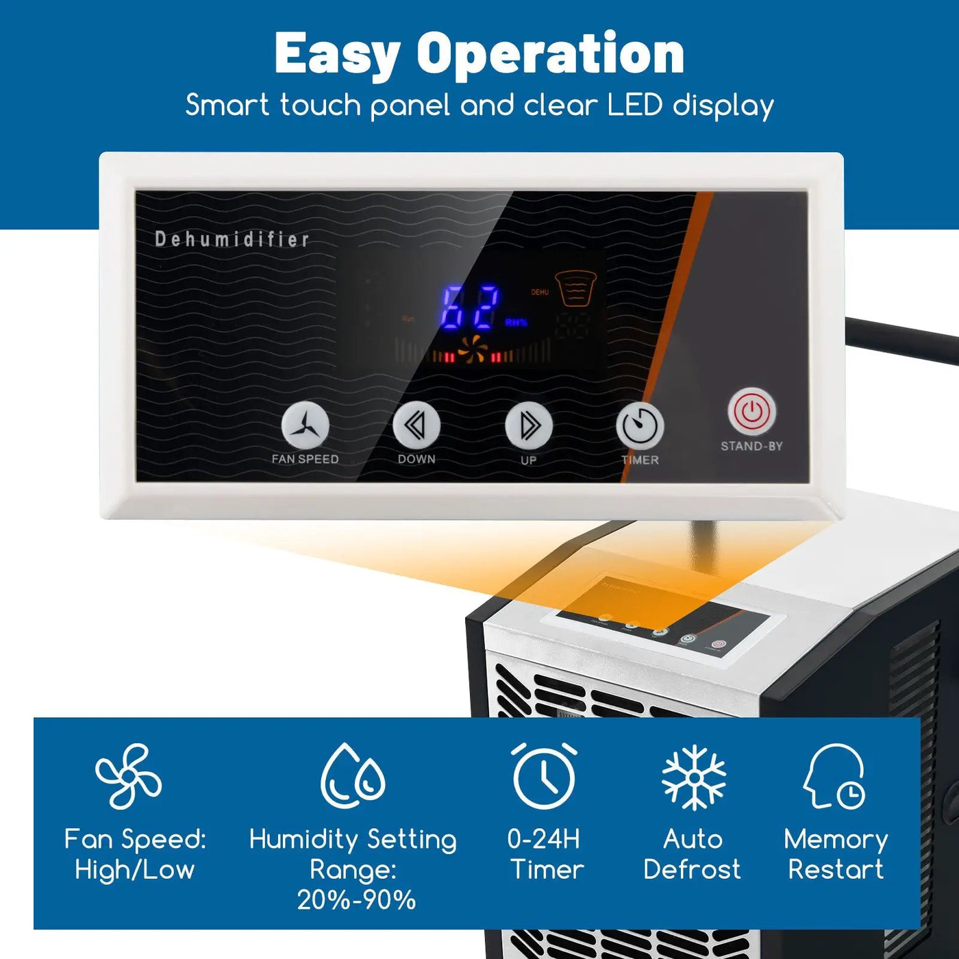 140 Pints Commercial Dehumidifier Crawl Space Dehumidifier with Pump and Drain Hose by DirectDeals