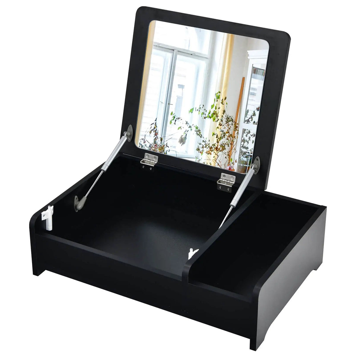 Compact Bay Window Makeup Dressing Table with Flip-Top Mirror by DirectDeals