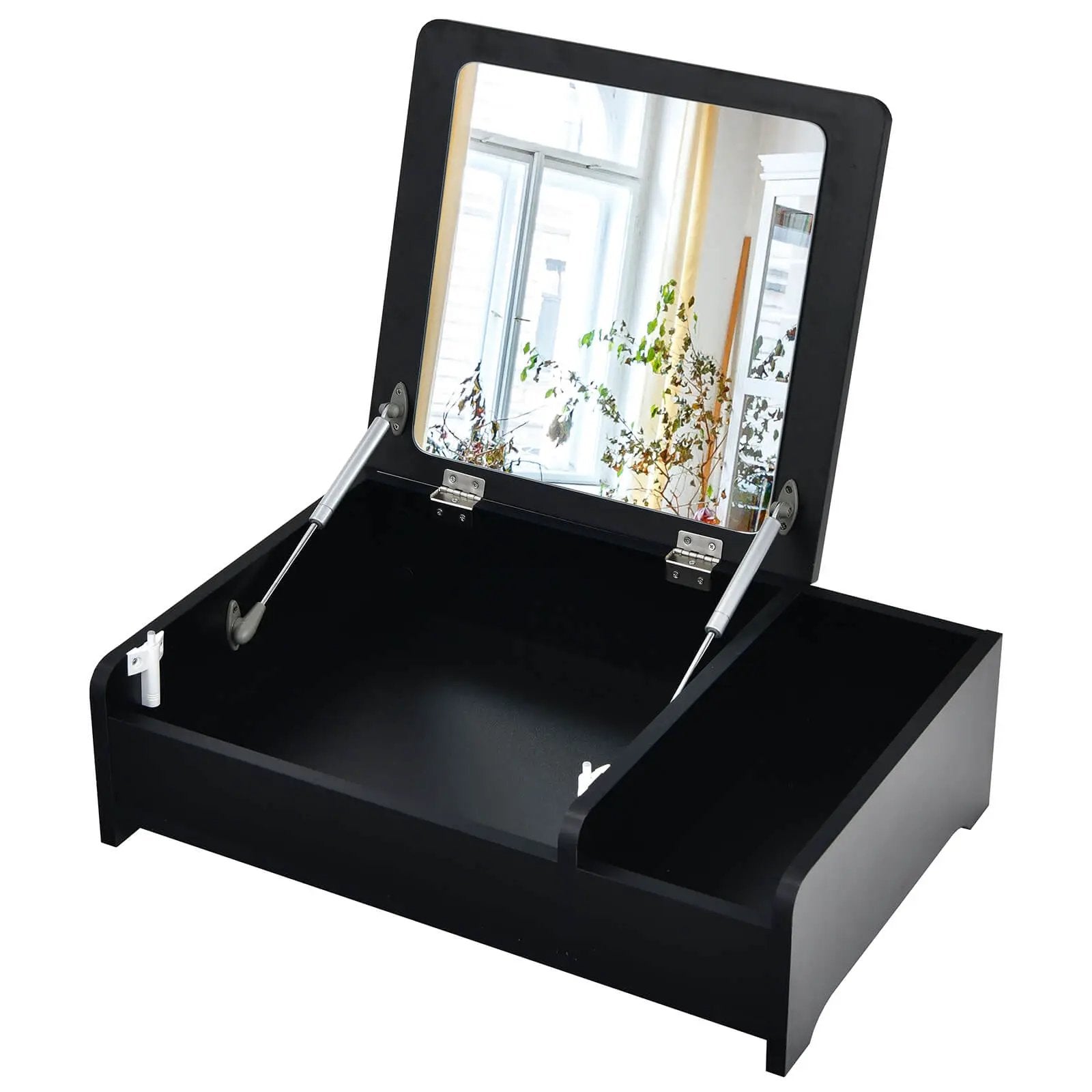 Compact Bay Window Makeup Dressing Table with Flip-Top Mirror by DirectDeals