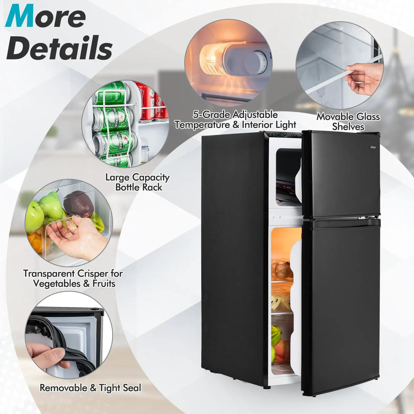 3.2 Cu. Ft Compact Mini Fridge with 5 Temperature Settings by DirectDeals