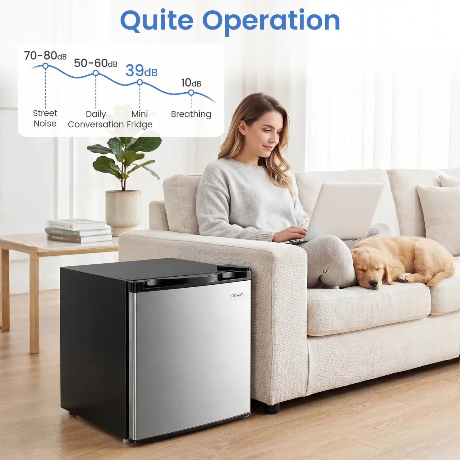Compact Mini Fridge with 7-Level Thermostat - 1.7 Cu Ft by DirectDeals