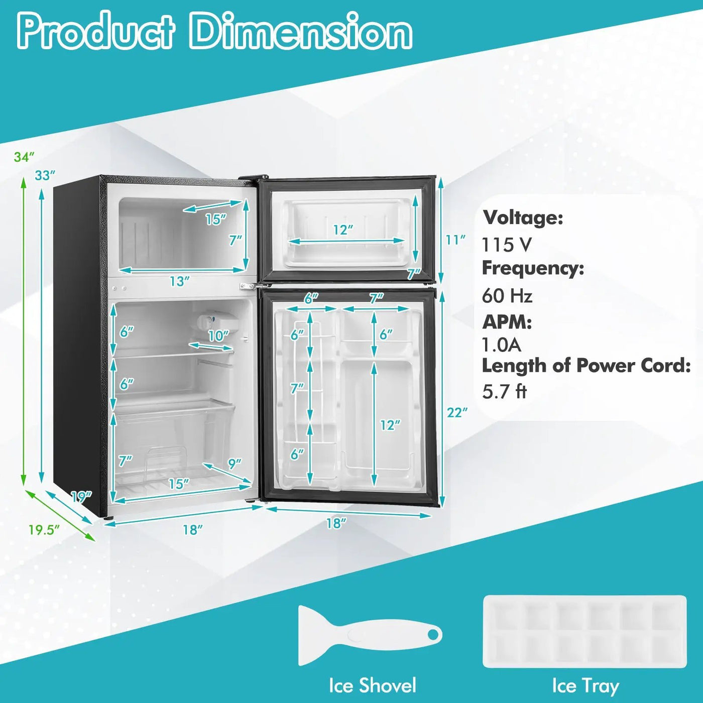 3.2 Cu. Ft Compact Mini Fridge with 5 Temperature Settings by DirectDeals