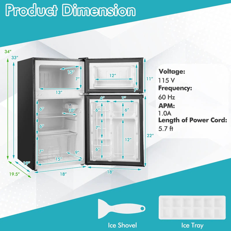 3.2 Cu. Ft Compact Mini Fridge with 5 Temperature Settings by DirectDeals