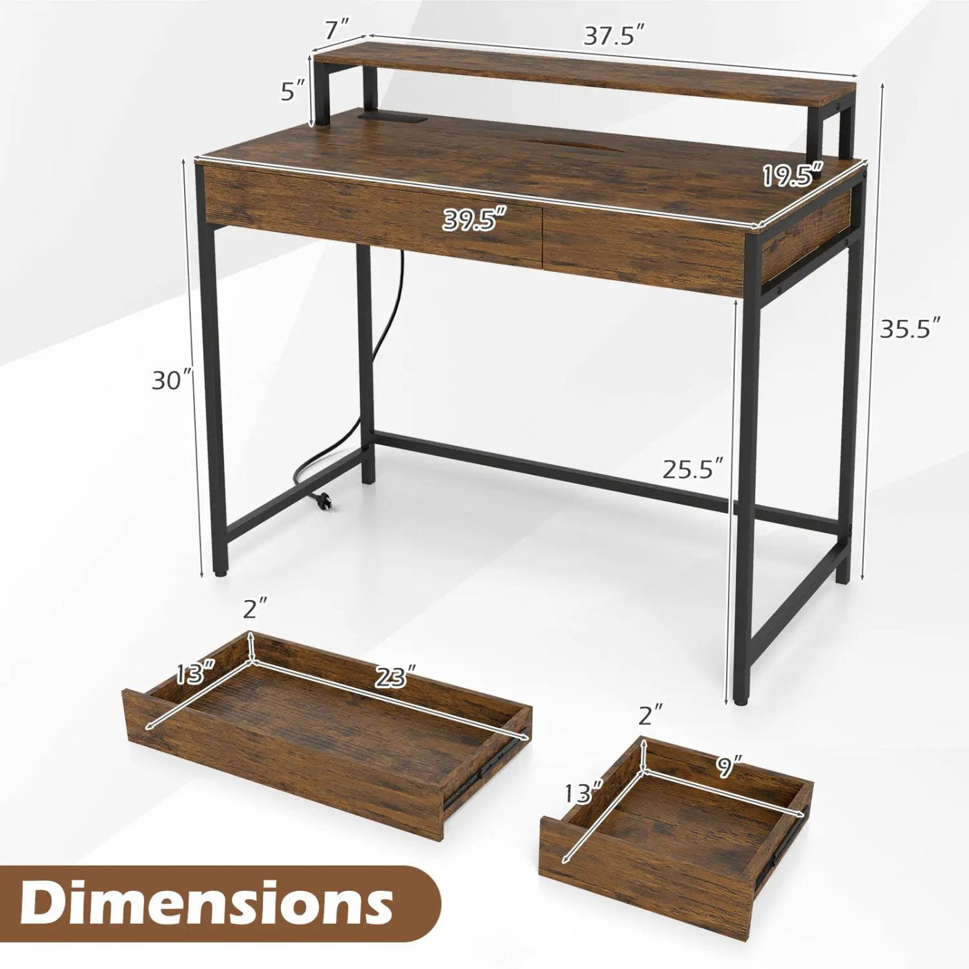Compact Office Desk with Removable Monitor Shelf & Drawer by DirectDeals