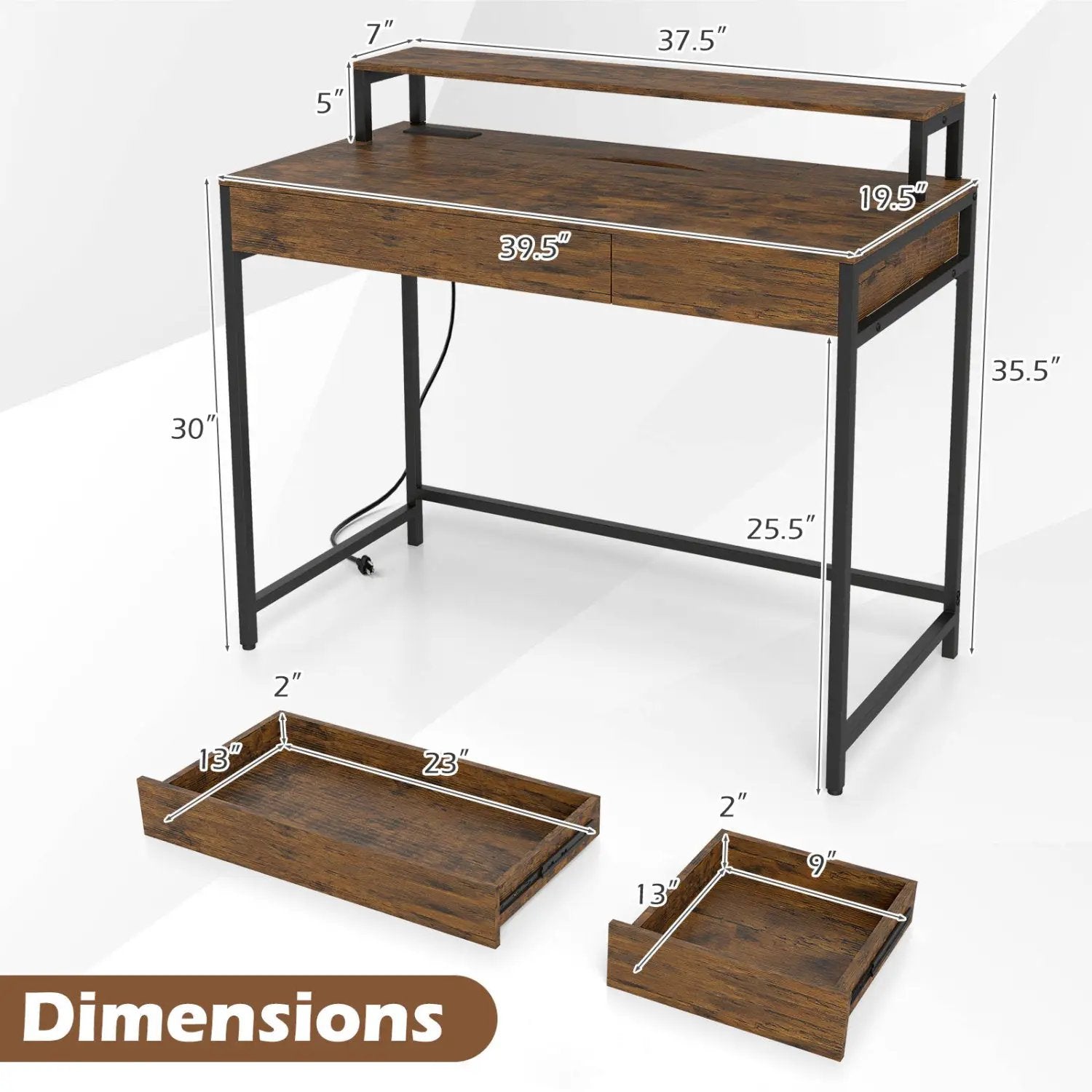 Compact Office Desk with Removable Monitor Shelf & Drawer by DirectDeals