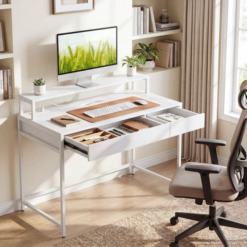 Compact Office Desk with Removable Monitor Shelf & Drawer by DirectDeals