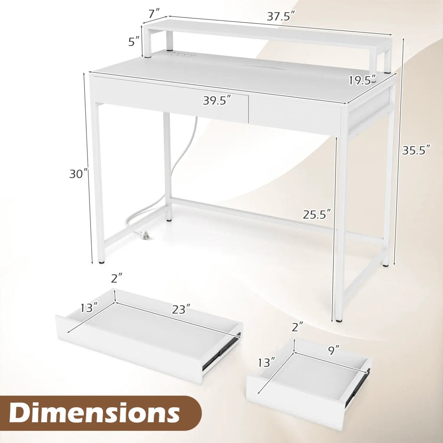 Compact Office Desk with Removable Monitor Shelf & Drawer by DirectDeals