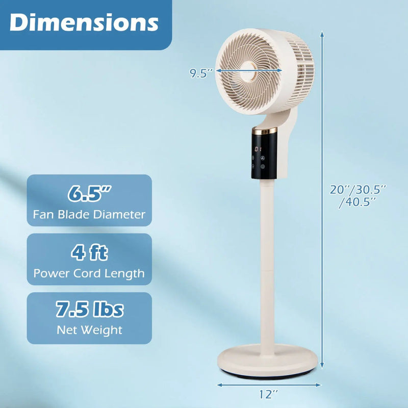 Compact Oscillating Standing Fan with 70° Oscillation and 90° Tilt for Home Office by DirectDeals