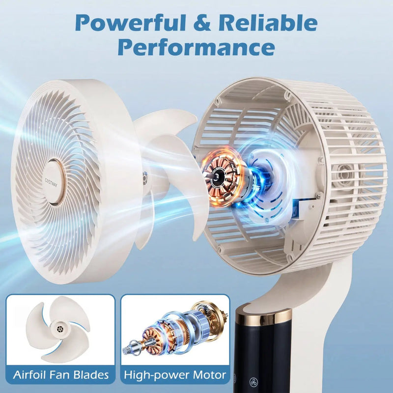Compact Oscillating Standing Fan with 70° Oscillation and 90° Tilt for Home Office by DirectDeals