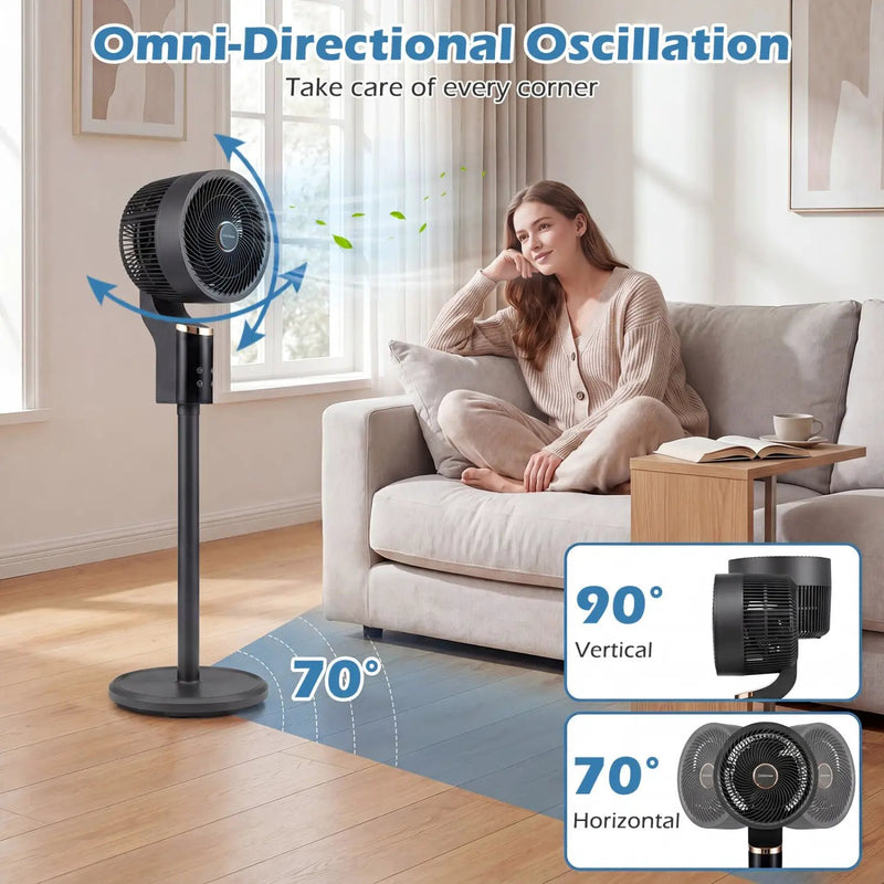 Compact Oscillating Standing Fan with 70° Oscillation and 90° Tilt for Home Office by DirectDeals